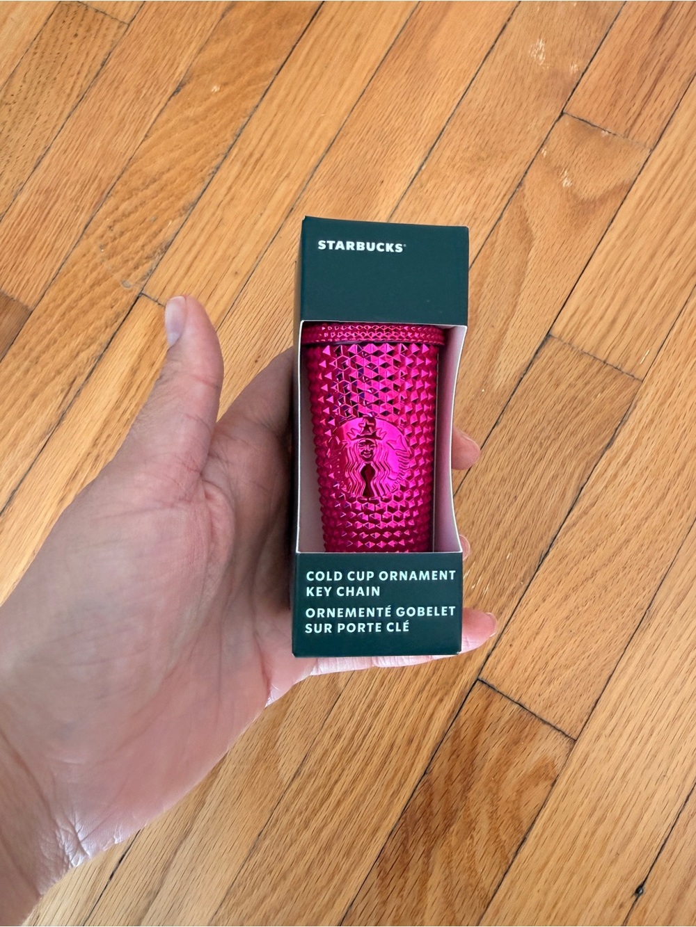 Starbucks Metallic Pink Studded Cold Cup Keychain Ornament